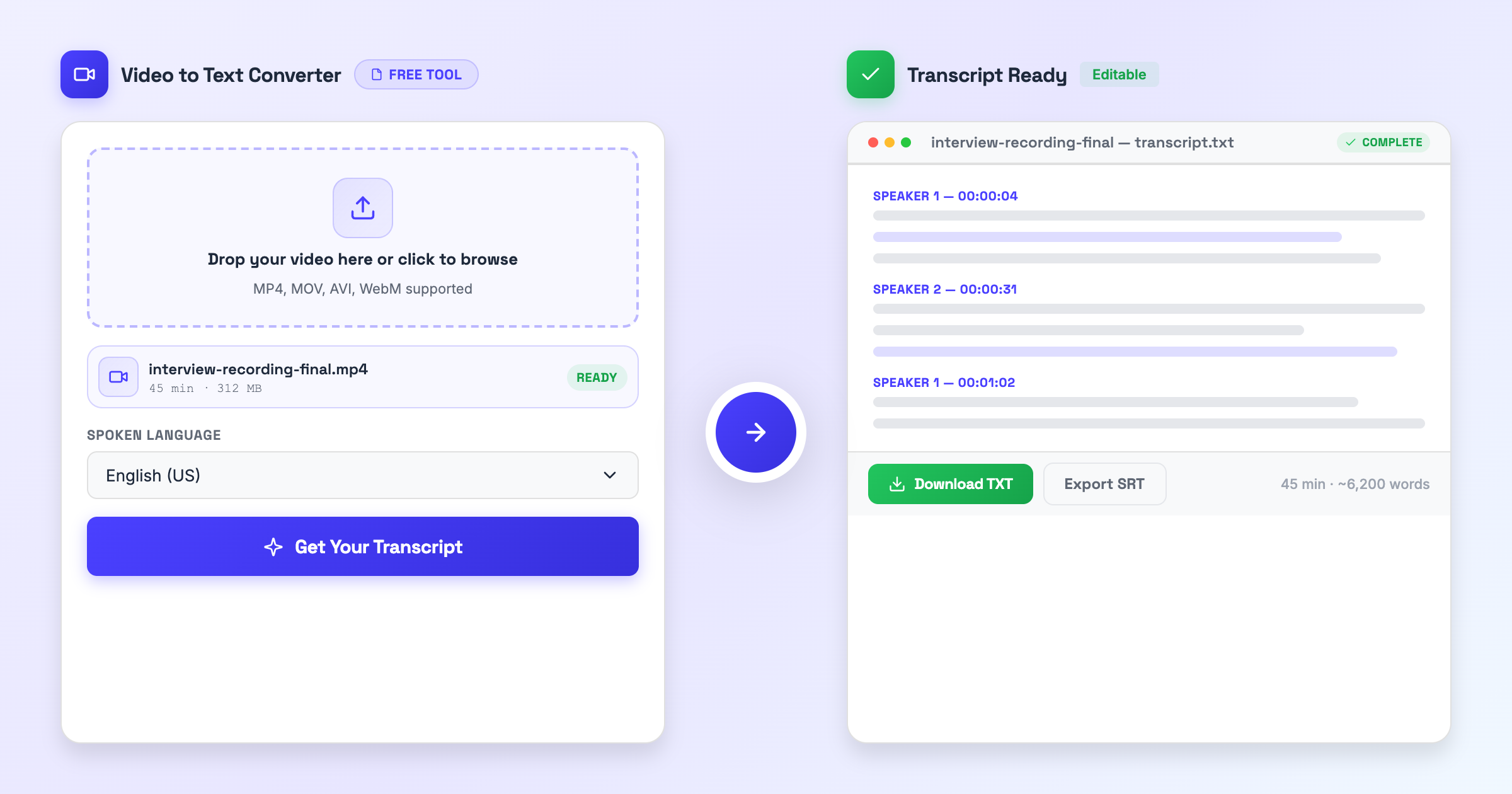Generate Transcript From Video Transcribe Video to Text Free - AI Transcript Generator