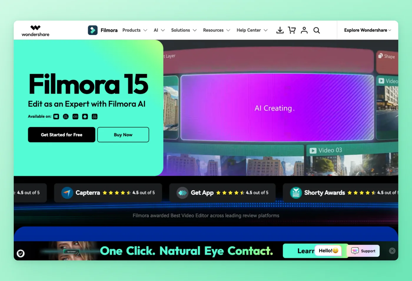 Captura de ecrã da interface do Filmora