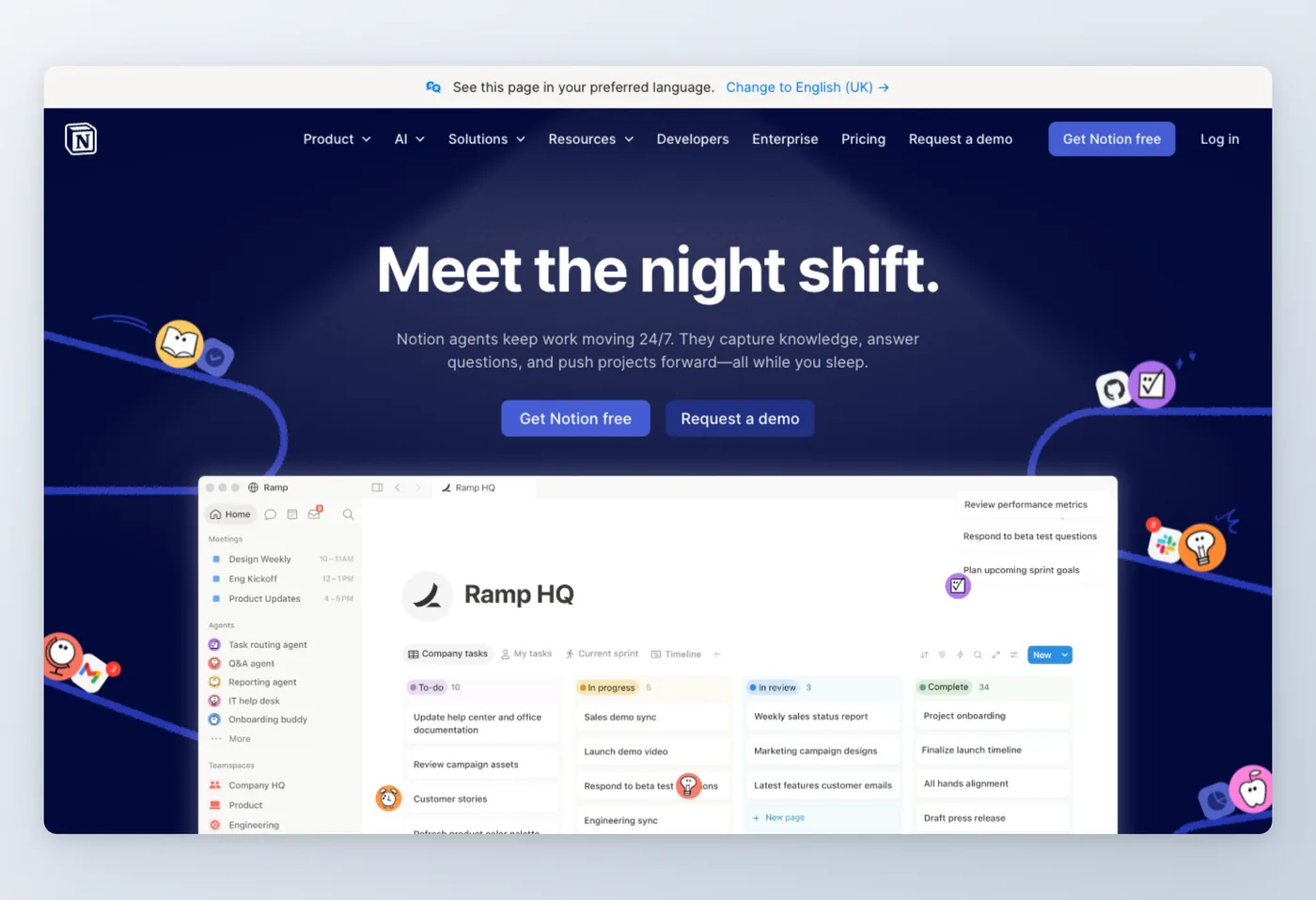 Captura de ecrã da interface do Notion