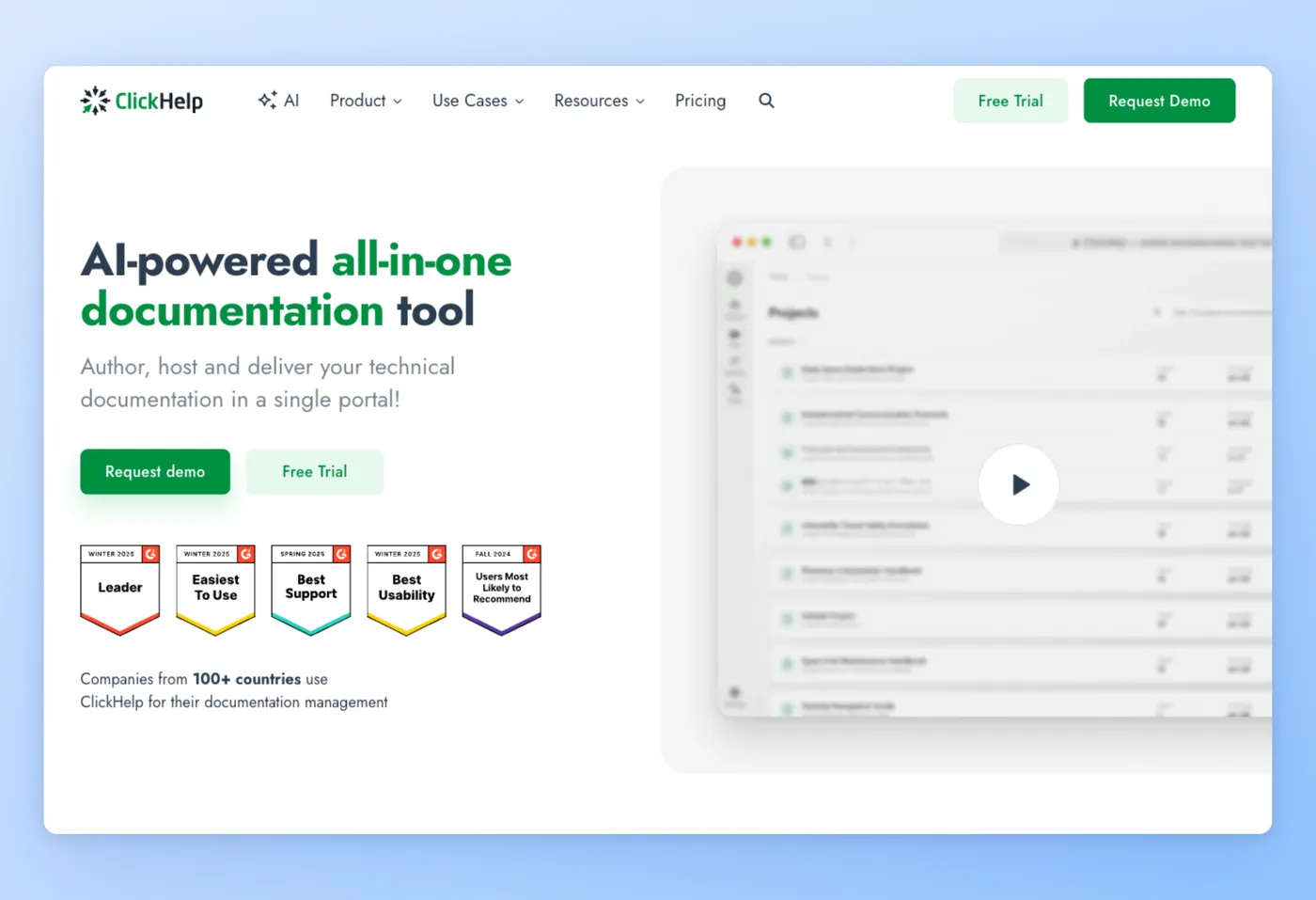 Screenshot der ClickHelp-Oberfläche