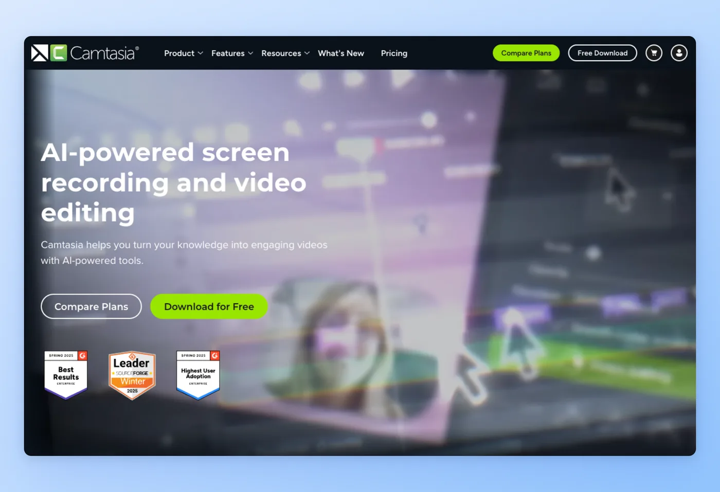 Captura de ecrã da interface do Camtasia