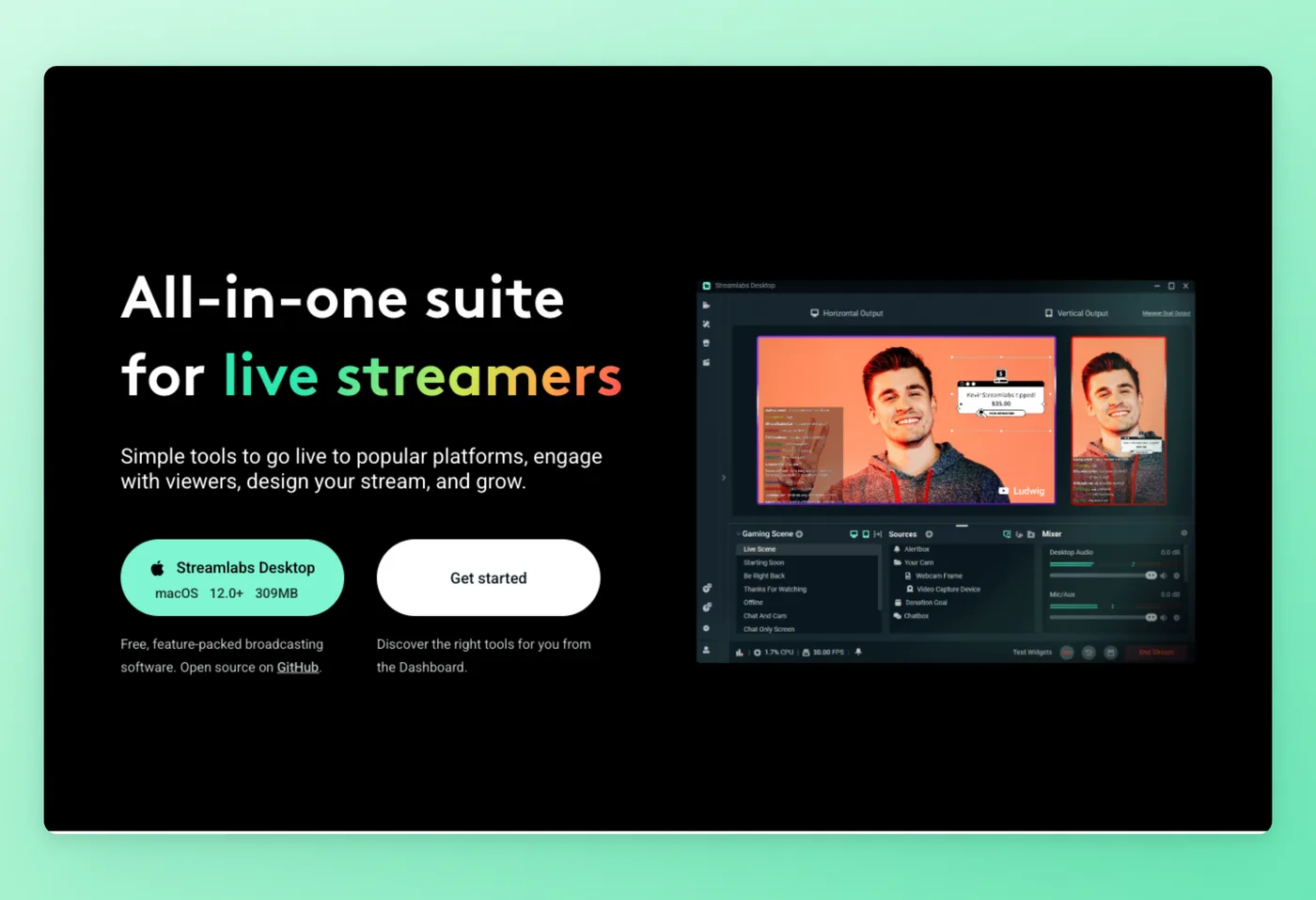 Screenshot of Streamlabs interface